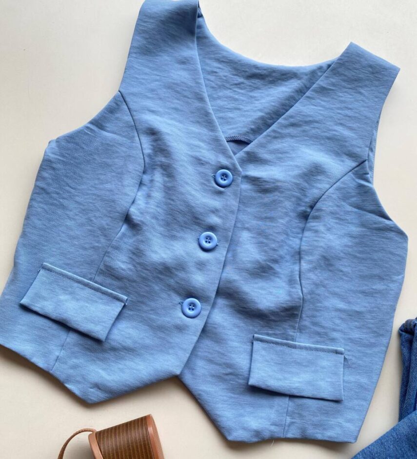 Colete Feminino Cassia sem Bojo Alfaiataria Azul - Fernanda Ramos Store