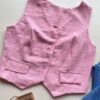 Colete Feminino Cassia sem Bojo Alfaiataria Rosa - Fernanda Ramos Store
