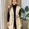 Colete Feminino Suede com Bolso e Botões Bege - Fernanda Ramos Store
