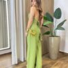 Conjunto Alicia Cropped com Bojo e Calça Pantalona Verde - Fernanda Ramos Store