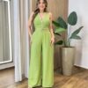Conjunto Alicia Cropped com Bojo e Calça Pantalona Verde - Fernanda Ramos Store