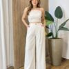 Conjunto Cropped Laço sem Bojo e Calça Cru - Fernanda Ramos Store