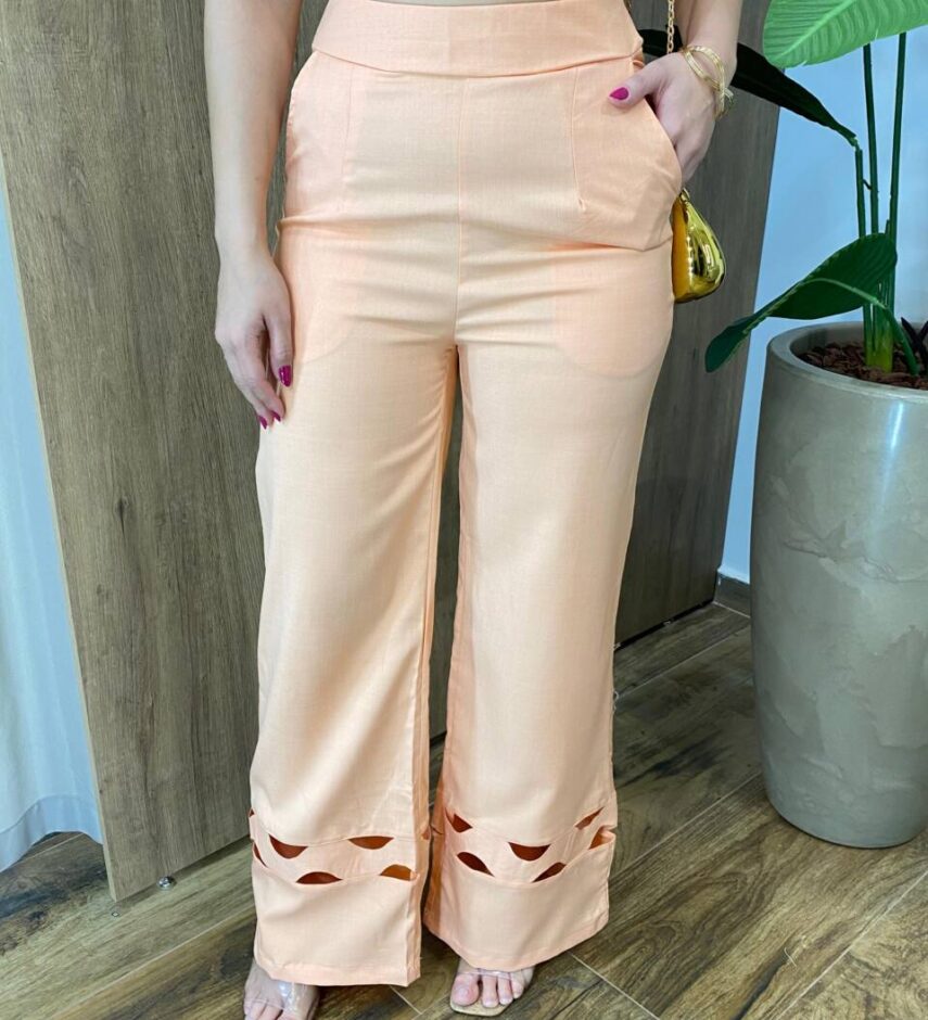 Conjunto Esme Cropped com Bojo e Calça Laranja - Fernanda Ramos Store