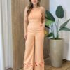 Conjunto Esme Cropped com Bojo e Calça Laranja - Fernanda Ramos Store