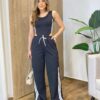 Conjunto Feminino Ana Body Cavado e Calça com Detalhes Preta - Fernanda Ramos Store