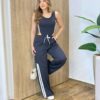 Conjunto Feminino Ana Body Cavado e Calça com Detalhes Preta - Fernanda Ramos Store