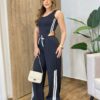Conjunto Feminino Ana Body Cavado e Calça com Detalhes Preta - Fernanda Ramos Store