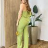Conjunto Feminino Catarina Blusa Nula Manga Bordada e Calça Verde - Fernanda Ramos Store