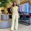 Conjunto Feminino Chloe Regata e Calça Detalhes Presponto Amarelo - Fernanda Ramos Store