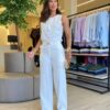 Conjunto Feminino Chloe Regata e Calça Detalhes Presponto Branco - Fernanda Ramos Store