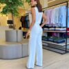 Conjunto Feminino Chloe Regata e Calça Detalhes Presponto Branco - Fernanda Ramos Store