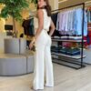 Conjunto Feminino Chloe Regata e Calça Detalhes Presponto Creme - Fernanda Ramos Store