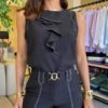 Conjunto Feminino Chloe Regata e Calça Detalhes Presponto Preto - Fernanda Ramos Store