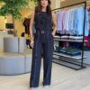 Conjunto Feminino Chloe Regata e Calça Detalhes Presponto Preto - Fernanda Ramos Store