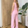 Conjunto Feminino Colete com Detalhes e Calça com Amarração Rosa - Fernanda Ramos Store