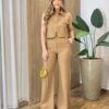 Conjunto Feminino Colete com Zíper e Calça Caqui - Fernanda Ramos Store
