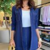 Conjunto Feminino Jamile Camisa e Short Saia Azul Marinho - Fernanda Ramos Store