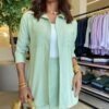 Conjunto Feminino Jamile Camisa e Short Saia Verde Claro - Fernanda Ramos Store