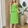 Conjunto Feminino Kaia Blusa e Saia Midi Verde - Fernanda Ramos Store