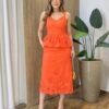 Conjunto Feminino Kaia Blusa e Saia Midi Coral - Fernanda Ramos Store