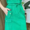 Conjunto Feminino Lydia Cropped sem Bojo e Saia Midi com Bolsos Verde - Fernanda Ramos Store