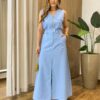 Conjunto Feminino Madri Colete sem Bojo e Saia Longa Azul - Fernanda Ramos Store