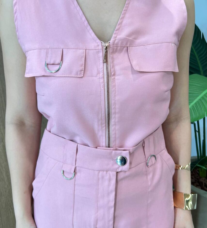 Conjunto Feminino Madri Colete sem Bojo e Saia Longa Rosa - Fernanda Ramos Store