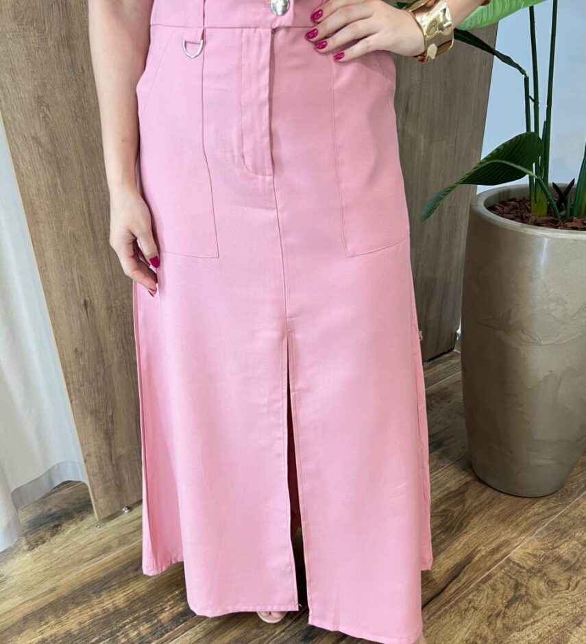 Conjunto Feminino Madri Colete sem Bojo e Saia Longa Rosa - Fernanda Ramos Store