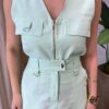 Conjunto Feminino Madri Colete sem Bojo e Saia Longa Verde - Fernanda Ramos Store