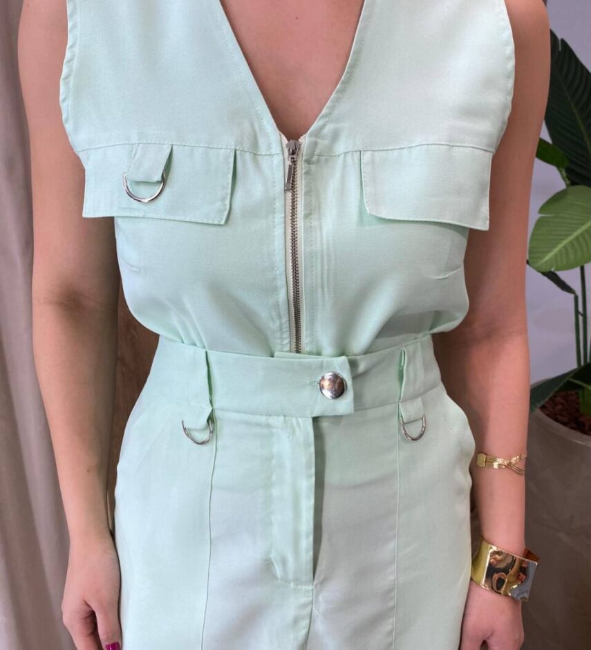Conjunto Feminino Madri Colete sem Bojo e Saia Longa Verde - Fernanda Ramos Store
