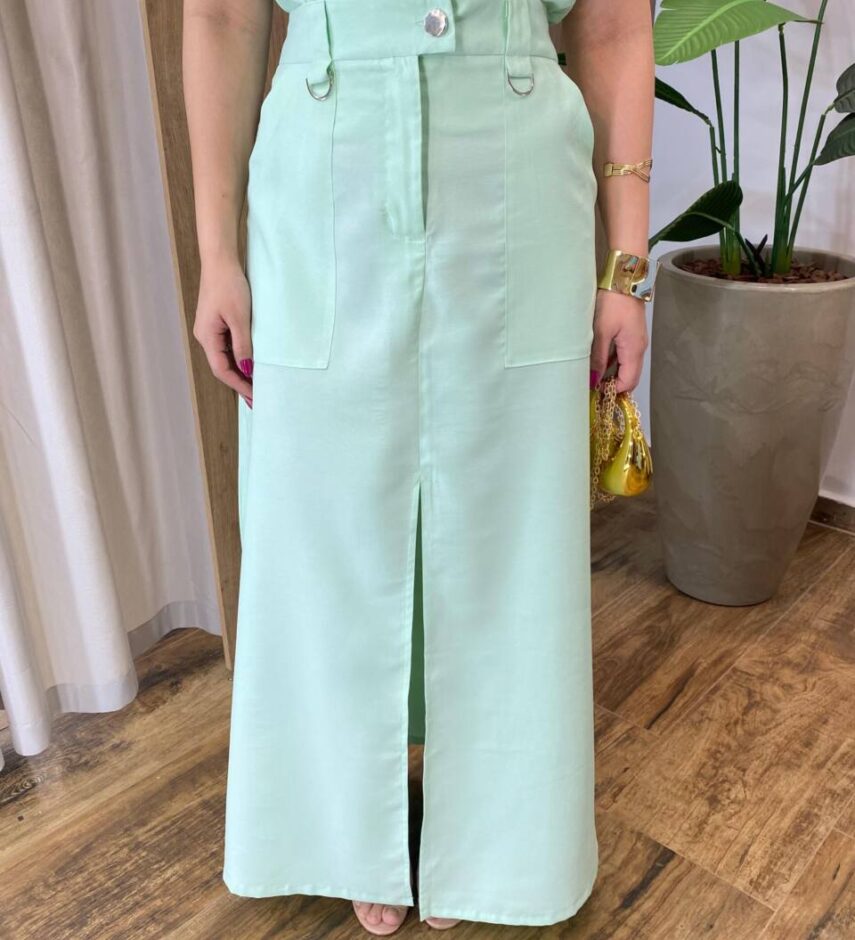 Conjunto Feminino Madri Colete sem Bojo e Saia Longa Verde - Fernanda Ramos Store