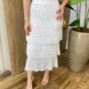 Conjunto Feminino Rendado Simone Blusa e Saia Midi Off White - Fernanda Ramos Store