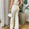 Conjunto Feminino Stela Regata e Calça Cru Mesclado - Fernanda Ramos Store