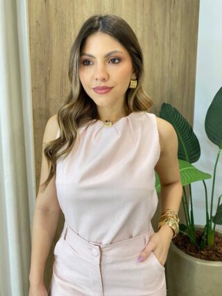 Conjunto Feminino Stela Regata e Calça Rosa Claro - Fernanda Ramos Store