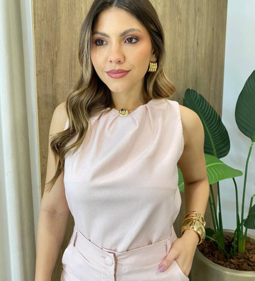 Conjunto Feminino Stela Regata e Calça Rosa Claro - Fernanda Ramos Store