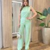 Conjunto Feminino Stela Regata e Calça Verde Claro - Fernanda Ramos Store