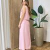 Conjunto Feminino Viscolinho Sophia Cropped e Saia Midi Rosa - Fernanda Ramos Store