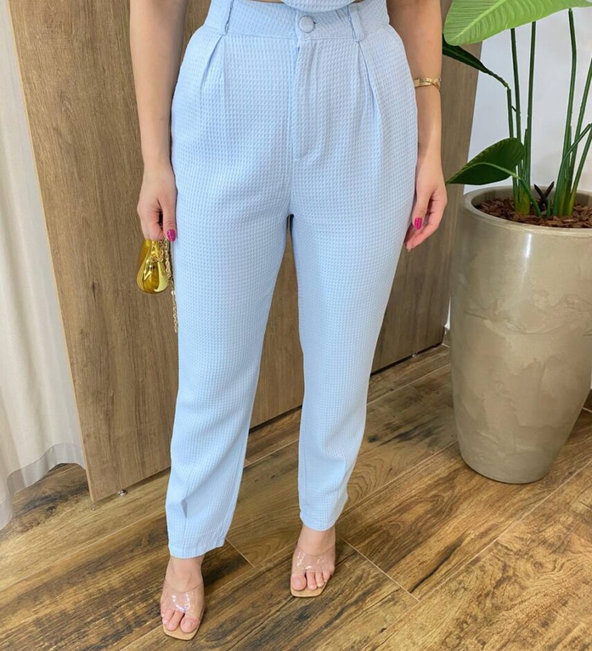 Conjunto Soraya Cropped sem Bojo e Calça Azul - Fernanda Ramos Store