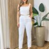 Conjunto Soraya Cropped sem Bojo e Calça Branco - Fernanda Ramos Store