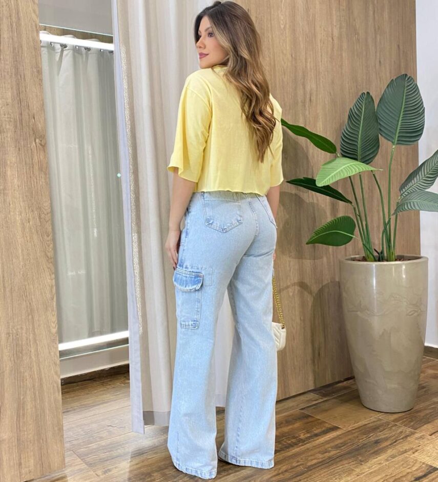 Cropped Feminino Manga Curta Opper East Amarelo - Fernanda Ramos Store