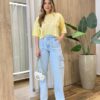 Cropped Feminino Manga Curta Opper East Amarelo - Fernanda Ramos Store