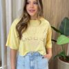 Cropped Feminino Manga Curta Opper East Amarelo - Fernanda Ramos Store