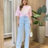 Cropped Feminino Manga Curta Opper East Rosa - Fernanda Ramos Store