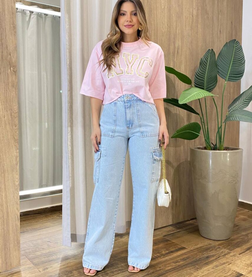 Cropped Feminino Manga Curta Opper East Rosa - Fernanda Ramos Store