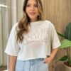Cropped Feminino Manga Curta Opper East Off White - Fernanda Ramos Store