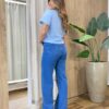 Cropped Feminino Marli Manga Curta Detalhe em Bordado Azul - Fernanda Ramos Store