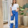 Cropped Feminino Marli Manga Curta Detalhe em Bordado Branco - Fernanda Ramos Store