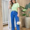 Cropped Feminino Marli Manga Curta Detalhe em Bordado Verde - Fernanda Ramos Store