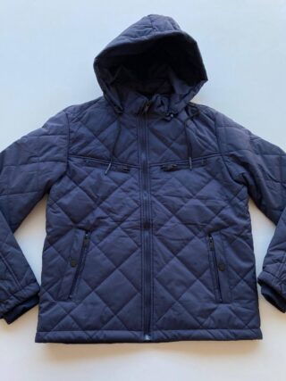 Jaqueta Masculina com Capuz Removível Detalhes em Zíper Azul - Fernanda Ramos Store