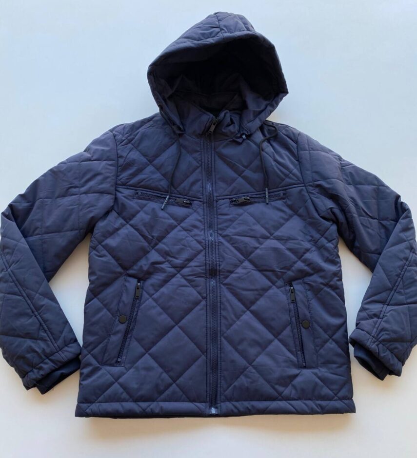 Jaqueta Masculina com Capuz Removível Detalhes em Zíper Azul - Fernanda Ramos Store
